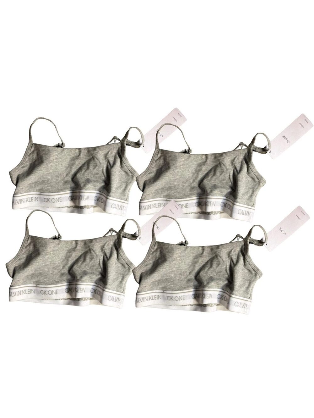 Calvin Klein CK One Cotton Bralette Gray White Logo Band Womens XS 4 Pack New